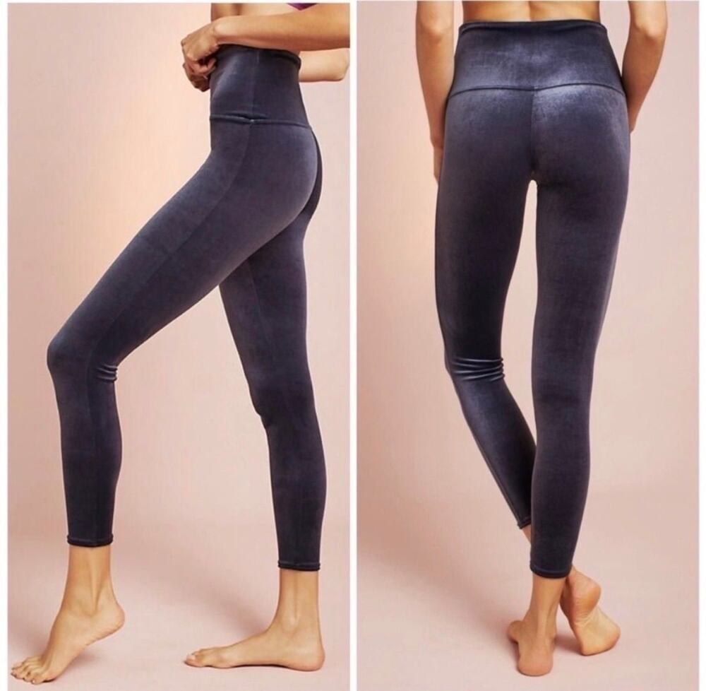 SPANX Velvet Leggings Navy Blue High Waist Size Medium